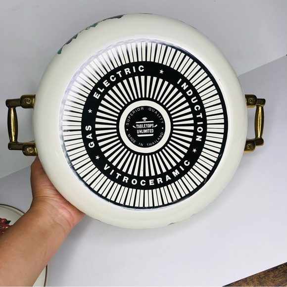 KENSINGTON Pot Tabletops Unlimited Fruits 4 Quart Brass Gold Knot Handle Trim - Picture 11 of 11